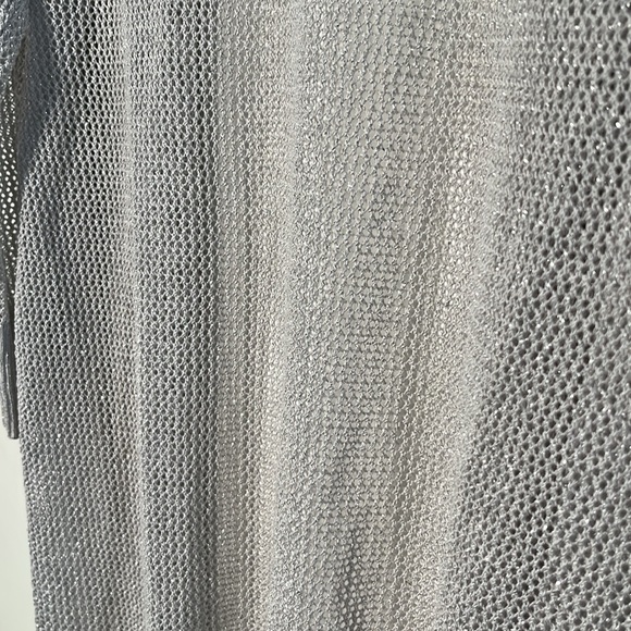 CHICO'S NWT Travelers Silver Metallic Open Front Party Evening Duster Cardigan L - Picture 10 of 16